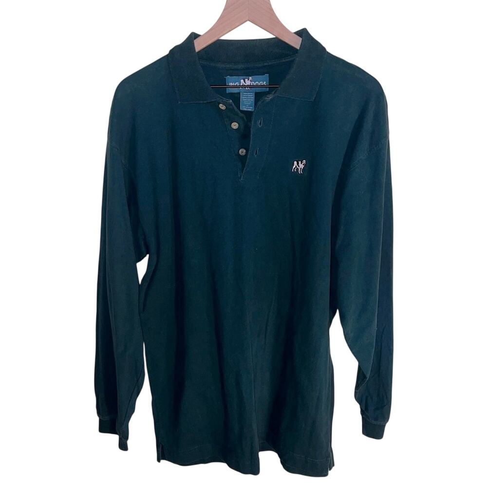 VINTAGE BIG DOGS rugby style embroidered logo long sleeve shirt XL
